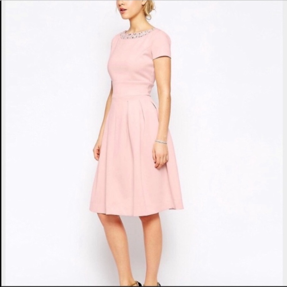 ASOS MIDI DUSTY PINK DRESS